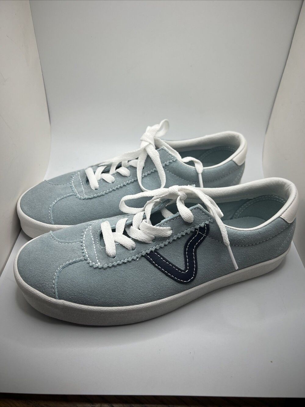 Vans Classic Sport Low Suede Skate Shoes Light Blue Leather 90s Womens 8 NEW